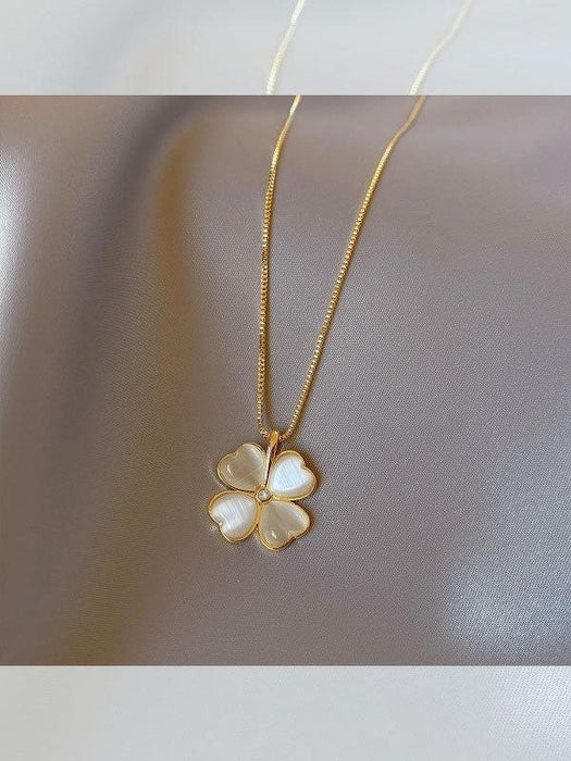 Wholesale Four Leaf Clover Titanium Steel Necklace JDC-NE-JinHui002