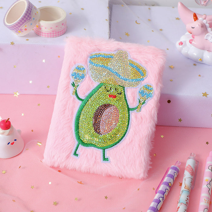 Wholesale Plush Cartoon Notebook Avocado Creative Girl Diary Student Award Prize Handbook Record Book