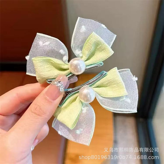 Wholesale Children' s Cloth Strawberry Hair Clips Pink 2-Piece Set Cute Hair Accessory
