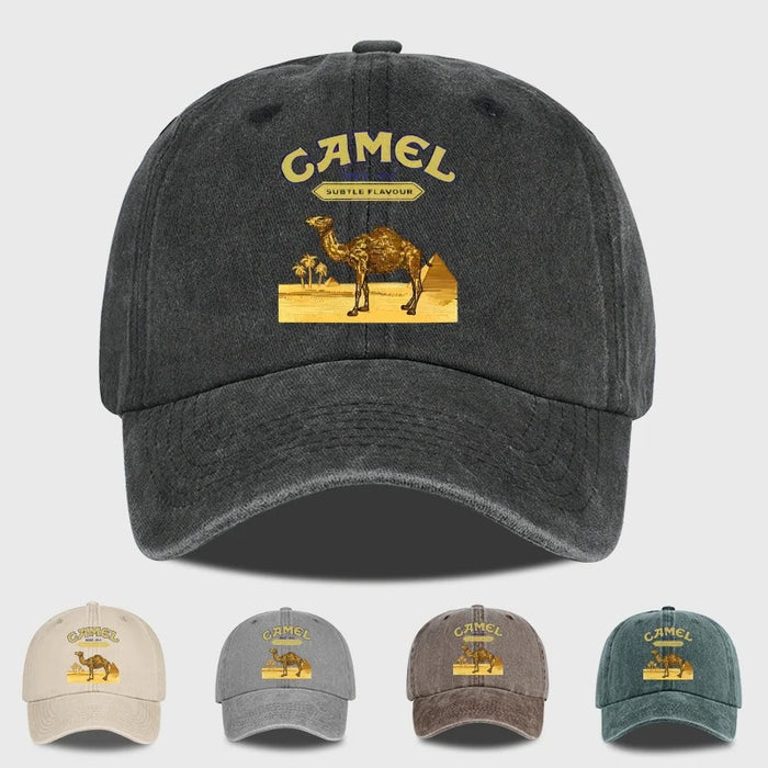 Wholesale Vintage Camel Print Washed Baseball Cap Stylish American Retro Adjustable Peaked Cap
