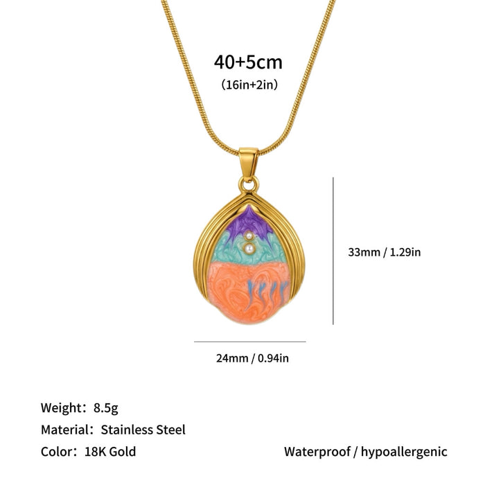 Wholesale High-end clavicle necklace with sun and starfish pendants,  made of titanium steel.