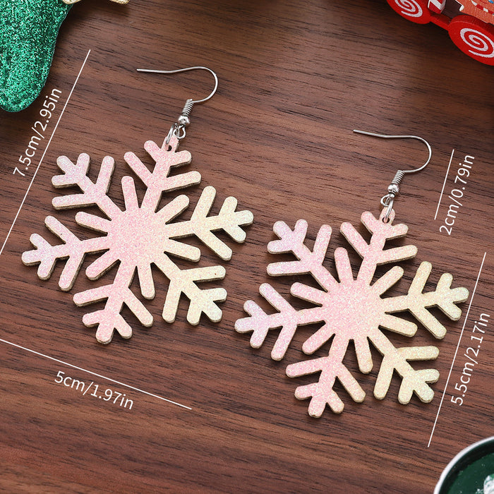 Wholesale Stylish Christmas Leather Pendant Earrings Handmade Square Jewelry Boutique Resale