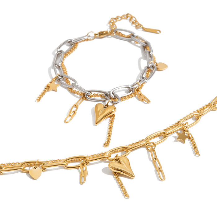 Wholesale Luxury Niche Stainless Steel Love Heart Bracelet