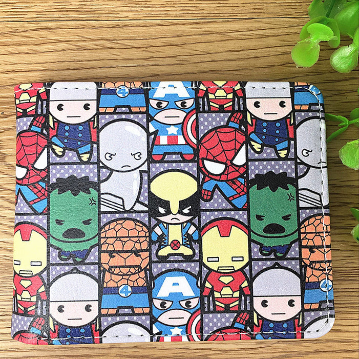 Wholesale Fashion Retro Superhero Bifold Wallet PU Leather Card Holder For Men Women