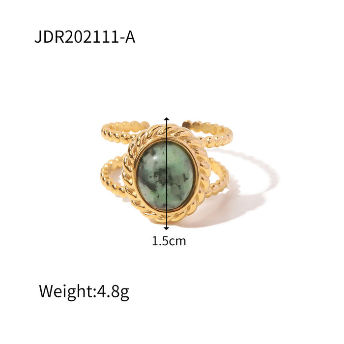 Wholesale Natural stone ring, versatile gemstone bracelet, titanium steel open ring