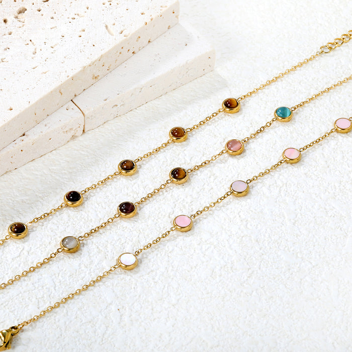 Wholesale Colorful cat' s eye bracelet tiger' s eye stone bracelet stainless steel round snake chain bracelet