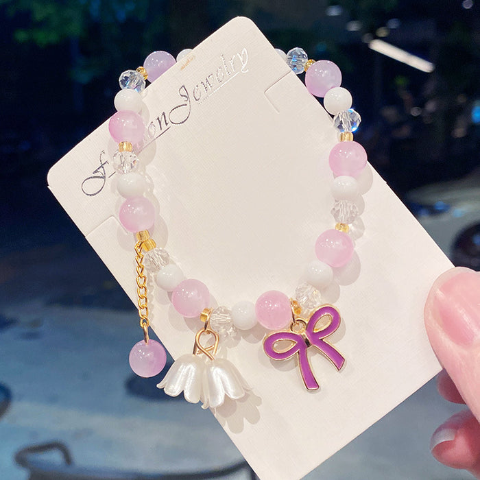Wholesale Lily of the Valley Bow Glass Electroplated Bracelet