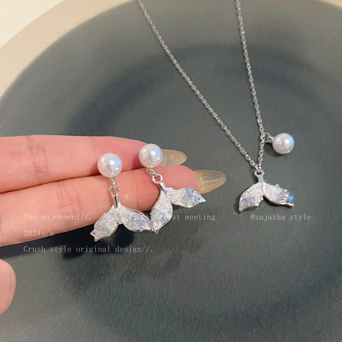 Wholesale Titanium steel pearl necklace set, light luxury, niche, high-end accessories, collarbone chain