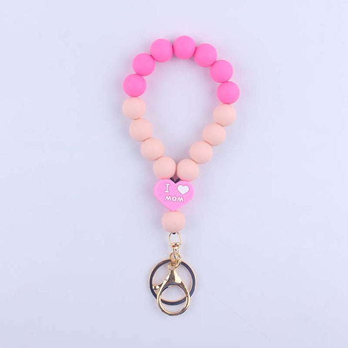 Wholesale Cartoon Double Sided Love Silicone Beaded Wrist Keychain JDC-KC-GuangTian011