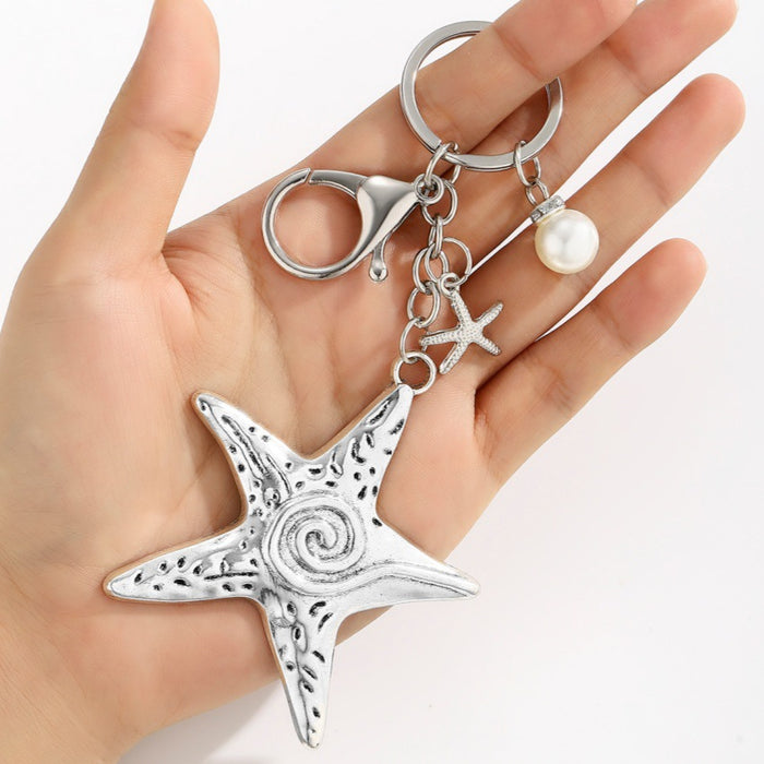Wholesale Exaggerated Beach-Style Starfish and Conch Keychain