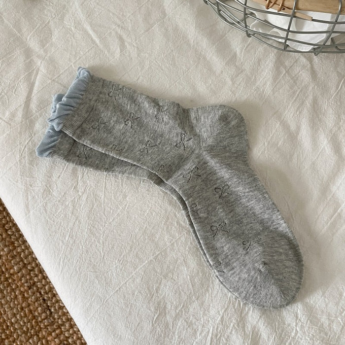 Wholesale Socks, children's thin bow, mid tube socks, versatile lace pile socks, cotton socks