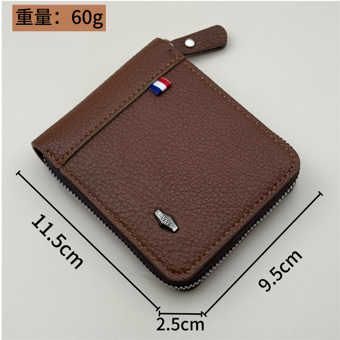 Wholesale Fashion Men' s PU Leather Solid Color Large Capacity Wallet with Coin Pocket MOQ≥2