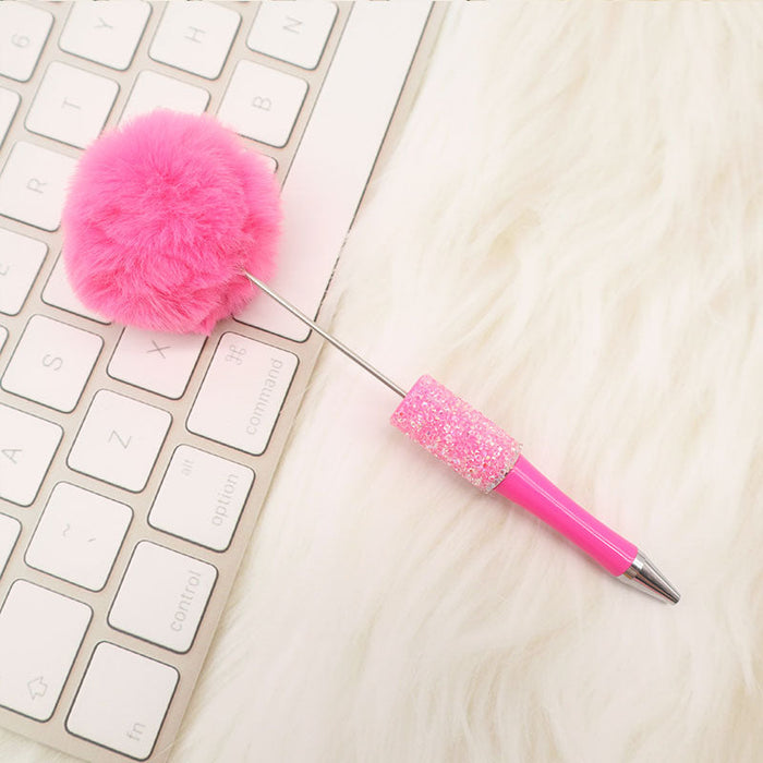 Wholesale Beadable Pens Sugar Rhinestone Leopard Print Pom Pom Pen Fluffy Pens JDC-PN-CY007