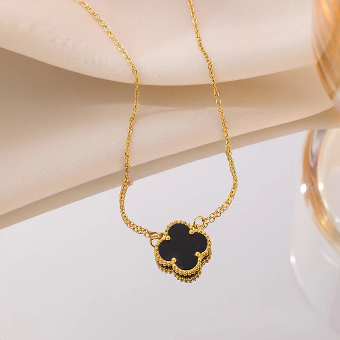 Wholesale Four Leaf Clover Simplified Titanium Steel Necklace JDC-NE-JinHui004