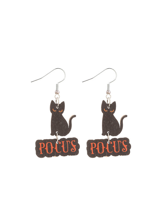 Wholesale  Party Hat Cat Letter Wooden Earrings Party Music Festival Drop Earrings