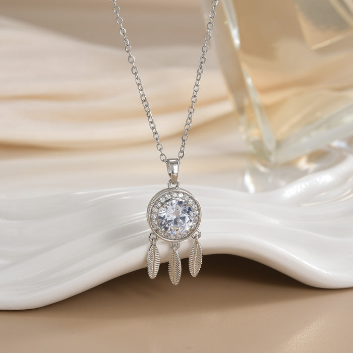 Wholesale Copper Gold Plated Dream Catcher Design Pendant Niche Necklace Women's Jewelry