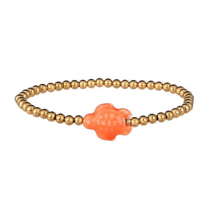 Wholesale Swimming wearable mini bracelet accessory ceramic conch animal turtle titanium steel non fading bracelet