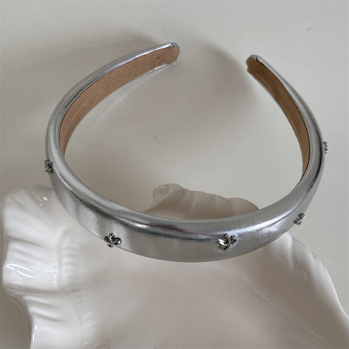 Wholesale Sweet Color Girl silver Small Bow Leather Hair Clips
