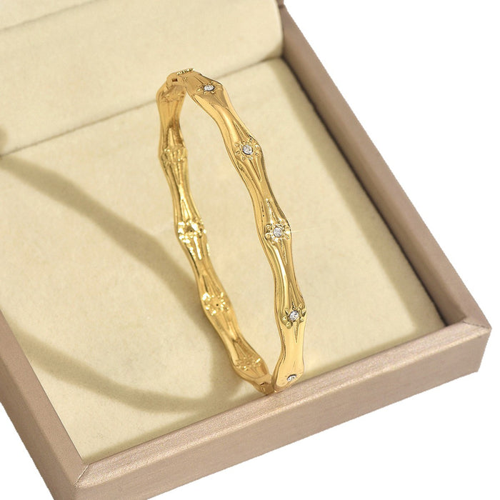 Wholesale Stylish Titanium Steel Bangle Bracelet For Women White Diamond Row Design Ins Style Jewelry Accessory