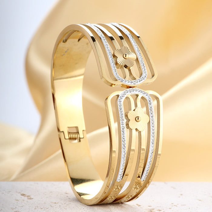 Wholesale Woven openwork zircon bangle set