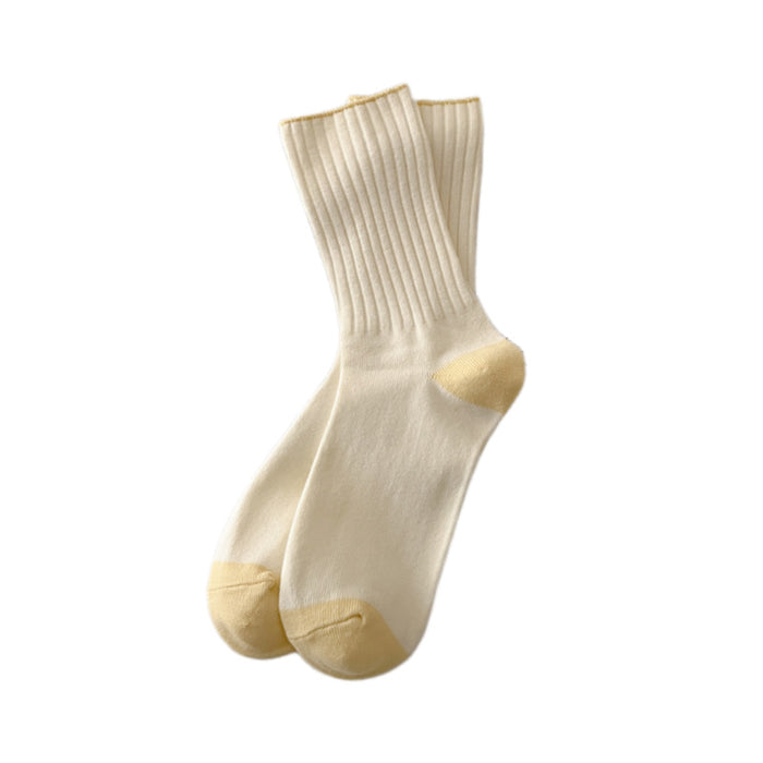 Wholesale Simple and versatile mid tube socks with trendy vertical stripes for slimming, sporty long tube pile socks