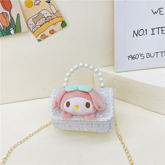 Wholesale PU Sequin Children's Accessories Bag Pearl Portable Shoulder Crossbody Bag JDC-SD-GM004