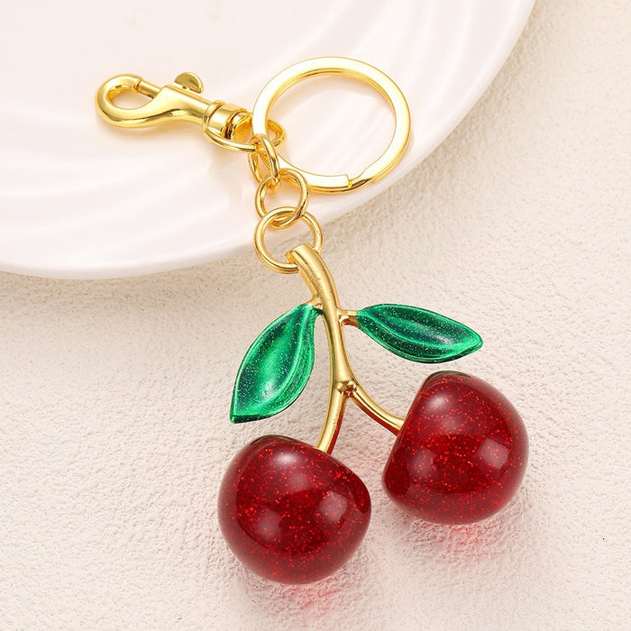 Wholesale Cherry Keychain Red Fruit Shape Key Ring Graduation Gift Decorative Accessory