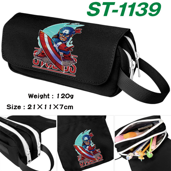 Wholesale Cartoon Canvas Pencil Case Double Layer Large Capacity Waterproof With Handle For Students
