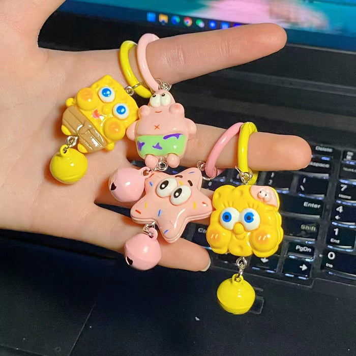 Wholesale Medium Cartoon Keychains Bell Cartoon Resin Pendant Girl School Bag Accessories Gift