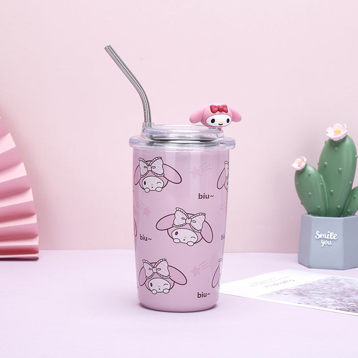 Wholesale Cute Cartoon Stainless Steel Portable Straw Thermos Cup for Students
