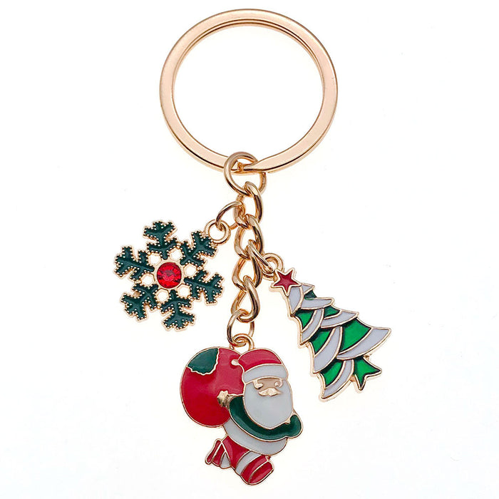 Wholesale Zinc Alloy Christmas Keychain with Snowman Elk Design Festive Gift Keyring