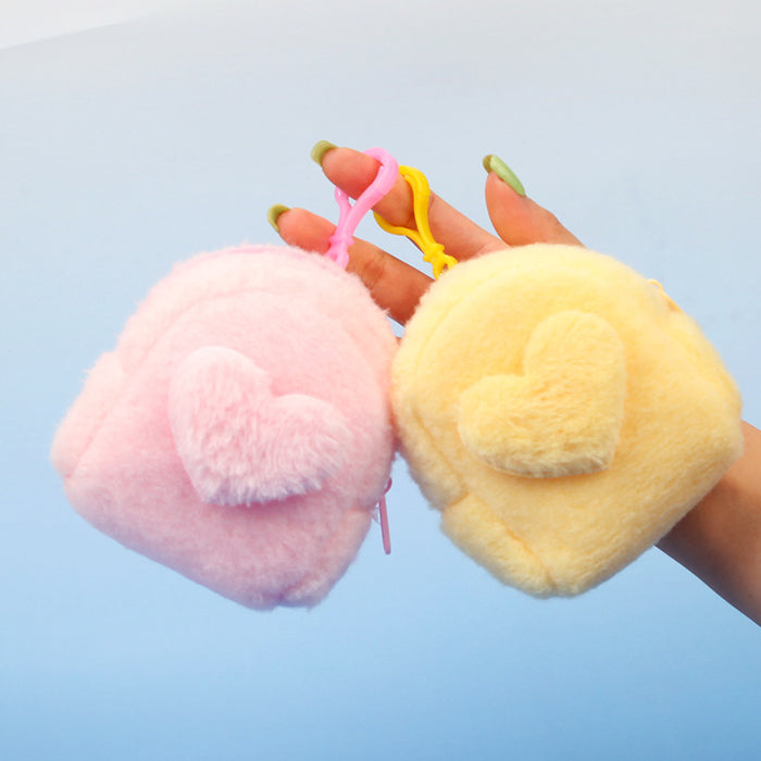 Wholesale Stylish Heart Shaped Plush Pouch For Women Coin Wallet Earphone Case Card Holder Gift Everyday Use