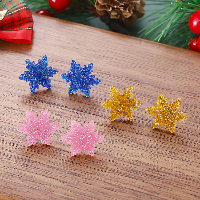 Wholesale Christmas Winter Colorful Snowflake Sequin Earring Set