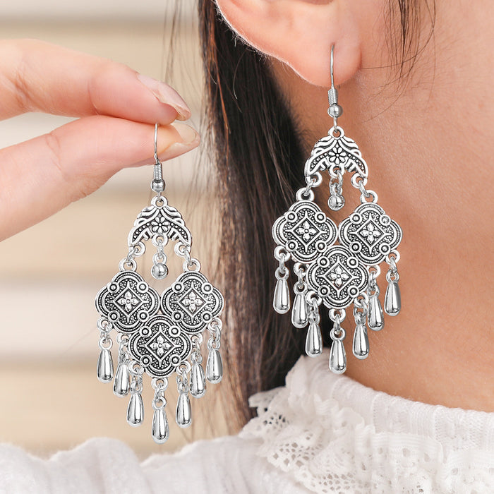 Wholesale Bohemian Tassel Earrings Alloy Geometric Electroplated Party Jewelry Accessory MOQ≥2