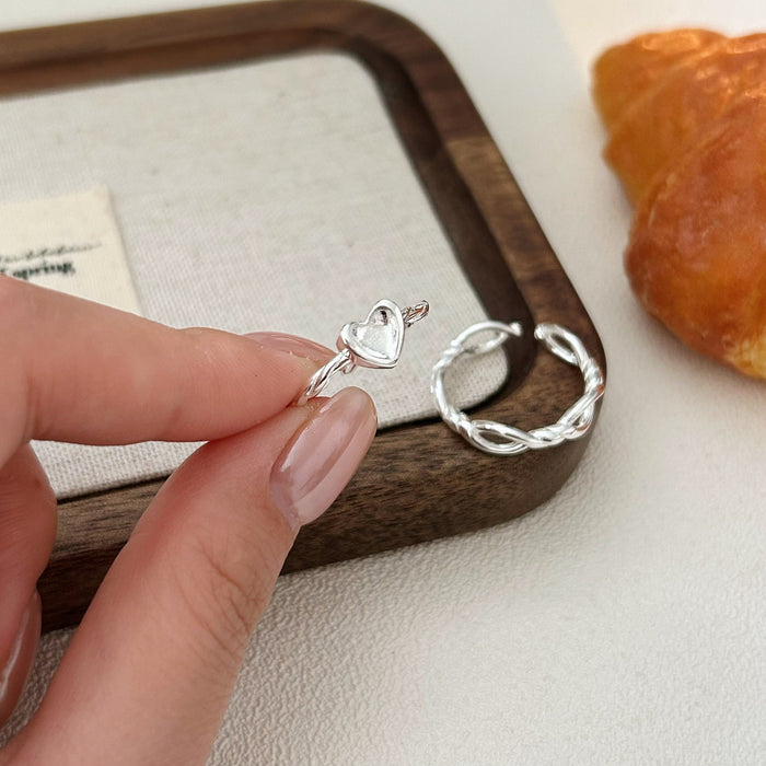 Wholesale Pure silver minimalist twisted wire ring with personalized design, circular ring, open ring, silver ring