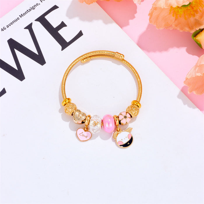 Wholesale Love Strip Beaded Alloy Bracelet JDC-BT-xiaobo011