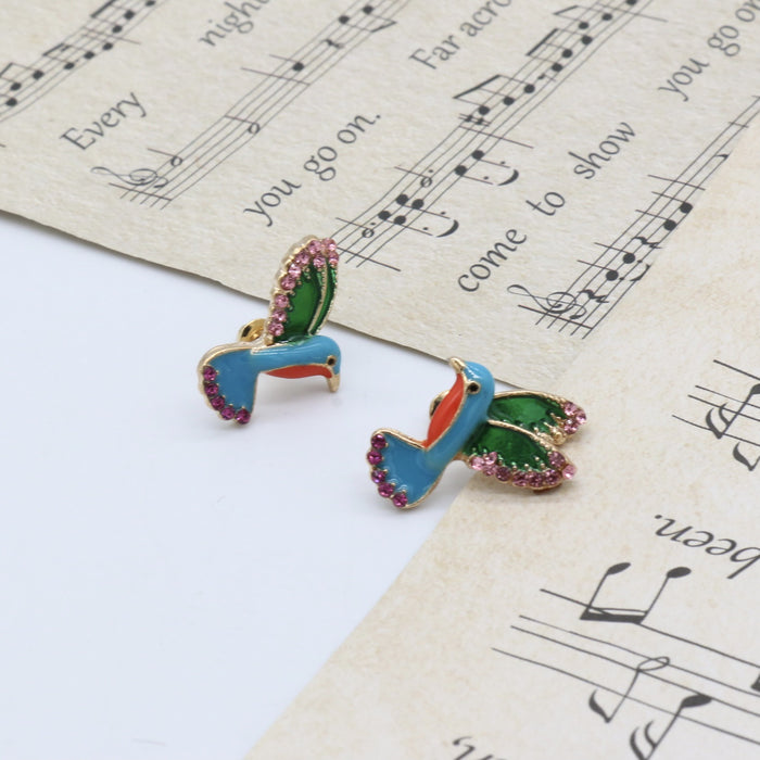 Wholesale Jewelry enamel personalized drip oil inlaid diamond earrings