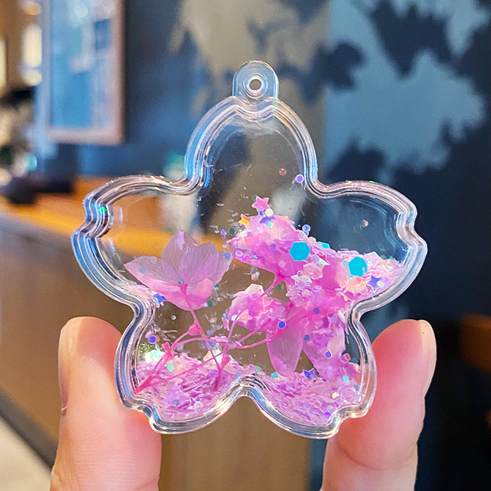 Wholesale Oil-flowing Quicksand Sakura Keychain