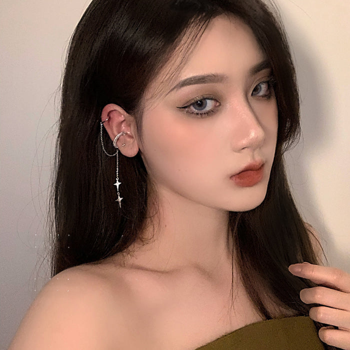 Wholesale Tassel ear clip earrings, bone clip earrings, high-end, niche, light luxury earrings