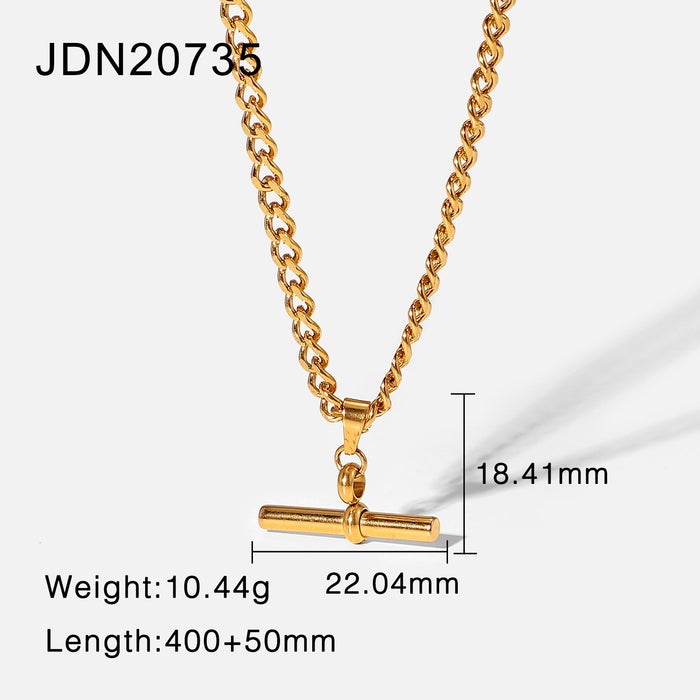 Wholesale 18K Gold Stainless Steel T Bar Pendant Necklace JDC-NE-JD405