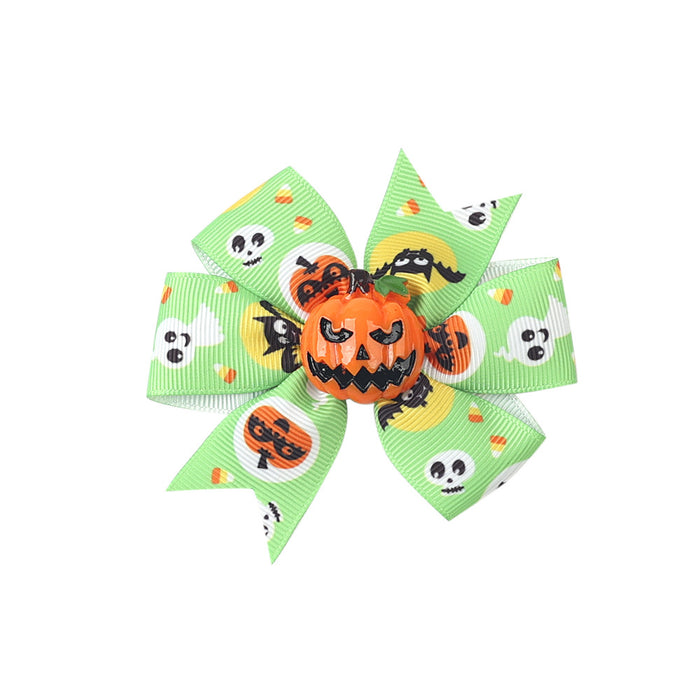 Wholesale Halloween Children's Three-layer Swallowtail Bow Fabric Hairpin JDC-HC-QiuN010