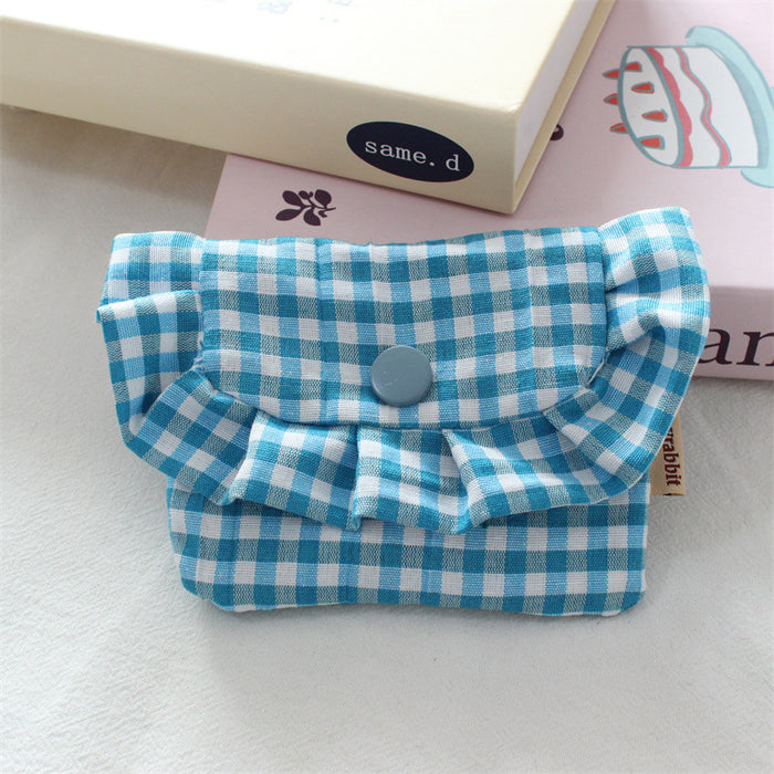 Wholesale Gingham Plaid Flap Pouch Card Holder Wallet For Women Portable Purse For Everyday Use Home Storage