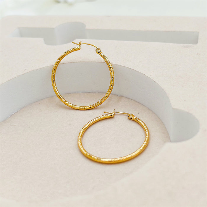 Wholesale Striped large ear loops vacuum electroplated gold
