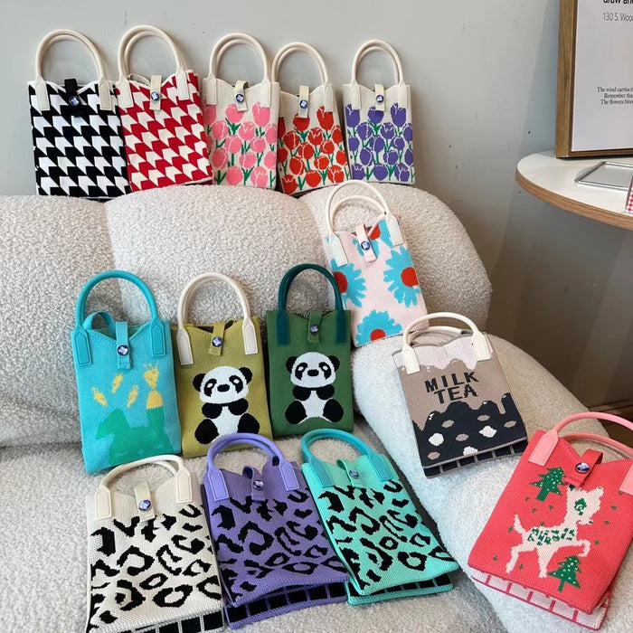 Wholesale Cute Panda Mini Portable Knitted Shoulder Bag JDC-SD-XD001