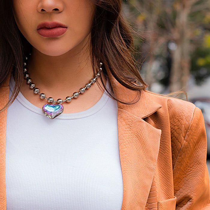 Wholesale Minimalist jewelry chain, heart-shaped collarbone chain, niche heart-shaped necklace