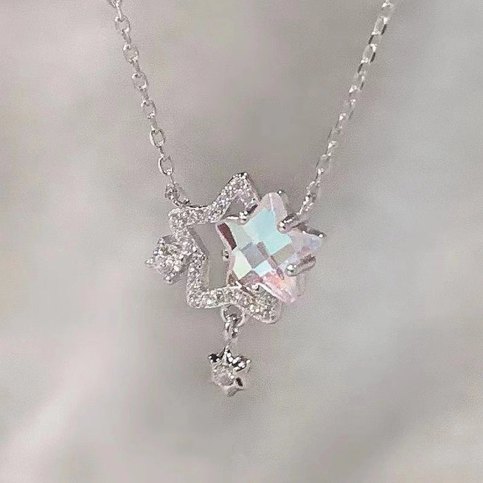 Wholesale Colorful Star Necklace, New Style, Light Luxury, niche, high-end, clavicle chain