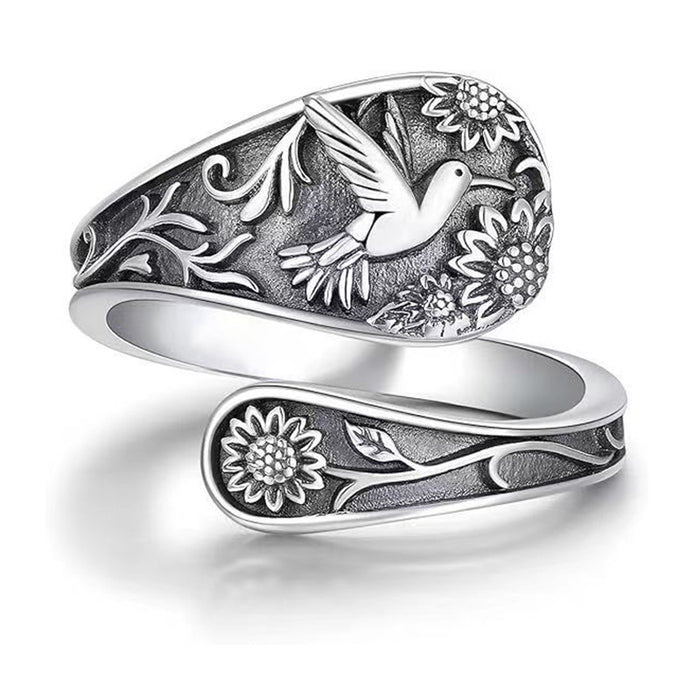 Wholesale European and American retro open-end ring versatile patterned food ring