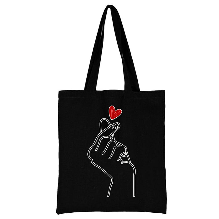 Wholesale Love Pattern Printed Canvas Bag Environmental Handbag Shopping Bag JDC-SD-PF005