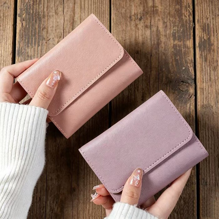 Wholesale Modern Ultra Thin PU Wallet for Women Short Tri Fold Card Holder Coin Purse