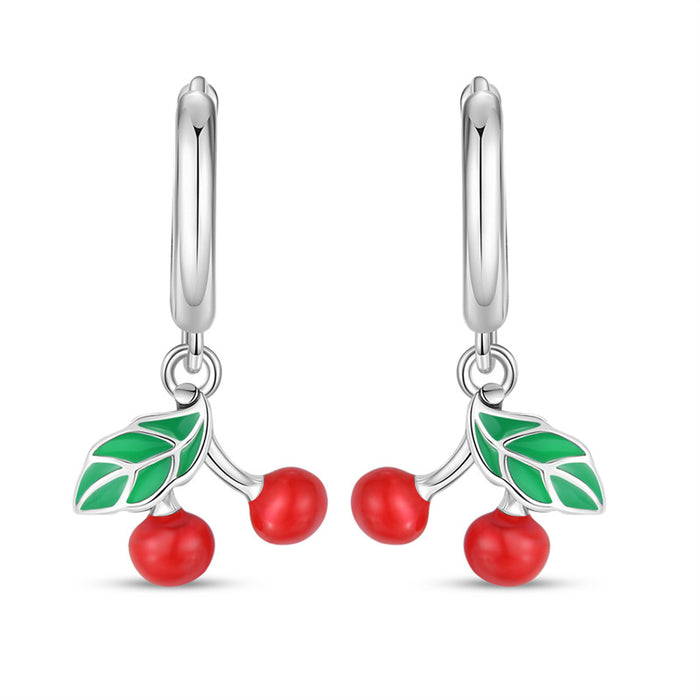Wholesale Silver Plated Fruit Earrings Strawberry Grape Cherry Party Jewelry Accessory